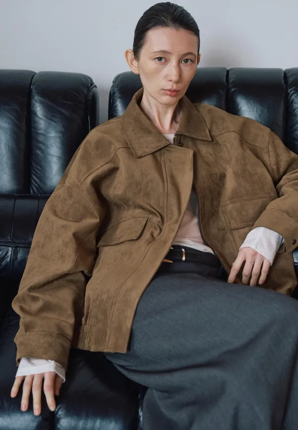 SUEDE BLOUSON JUMPER_CAMEL