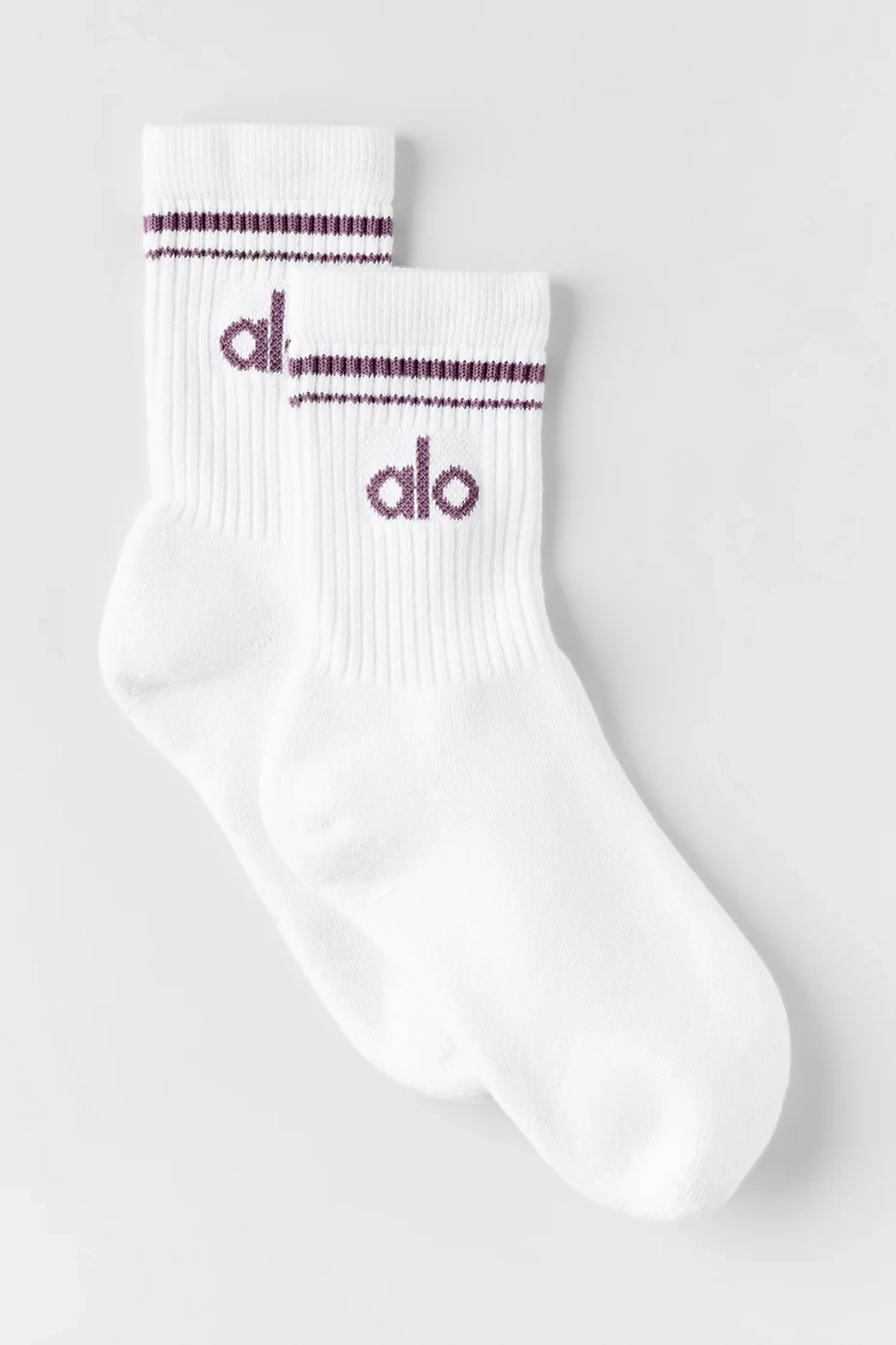알로요가 Unisex Half-Crew Throwback Sock - White/Plum Kiss 상품 이미지 1