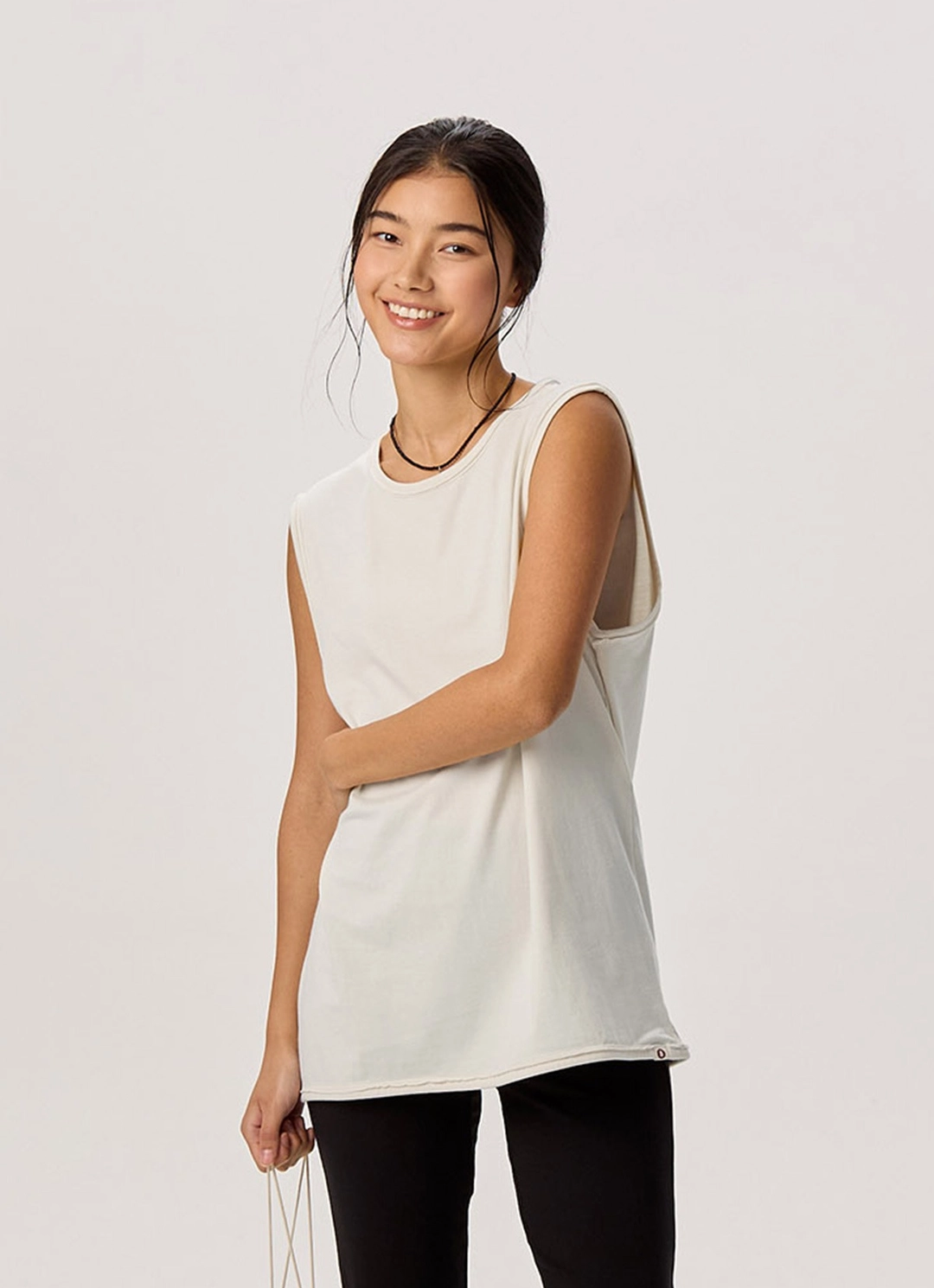 부디무드라 V slit sleeveless (Unisex)_Star White 상품 이미지 2