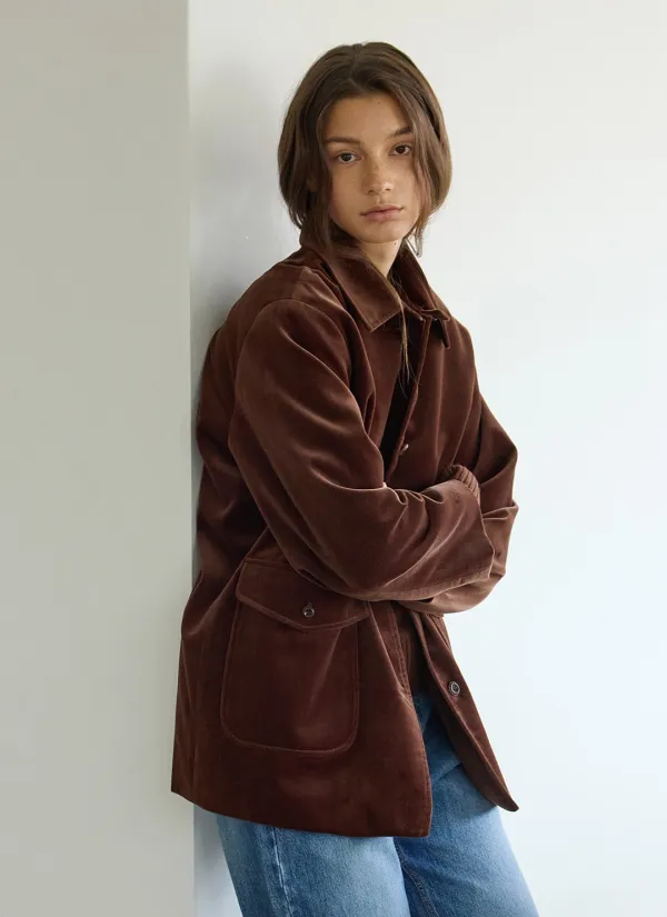 Arco Velvet Half Jacket (Brown)