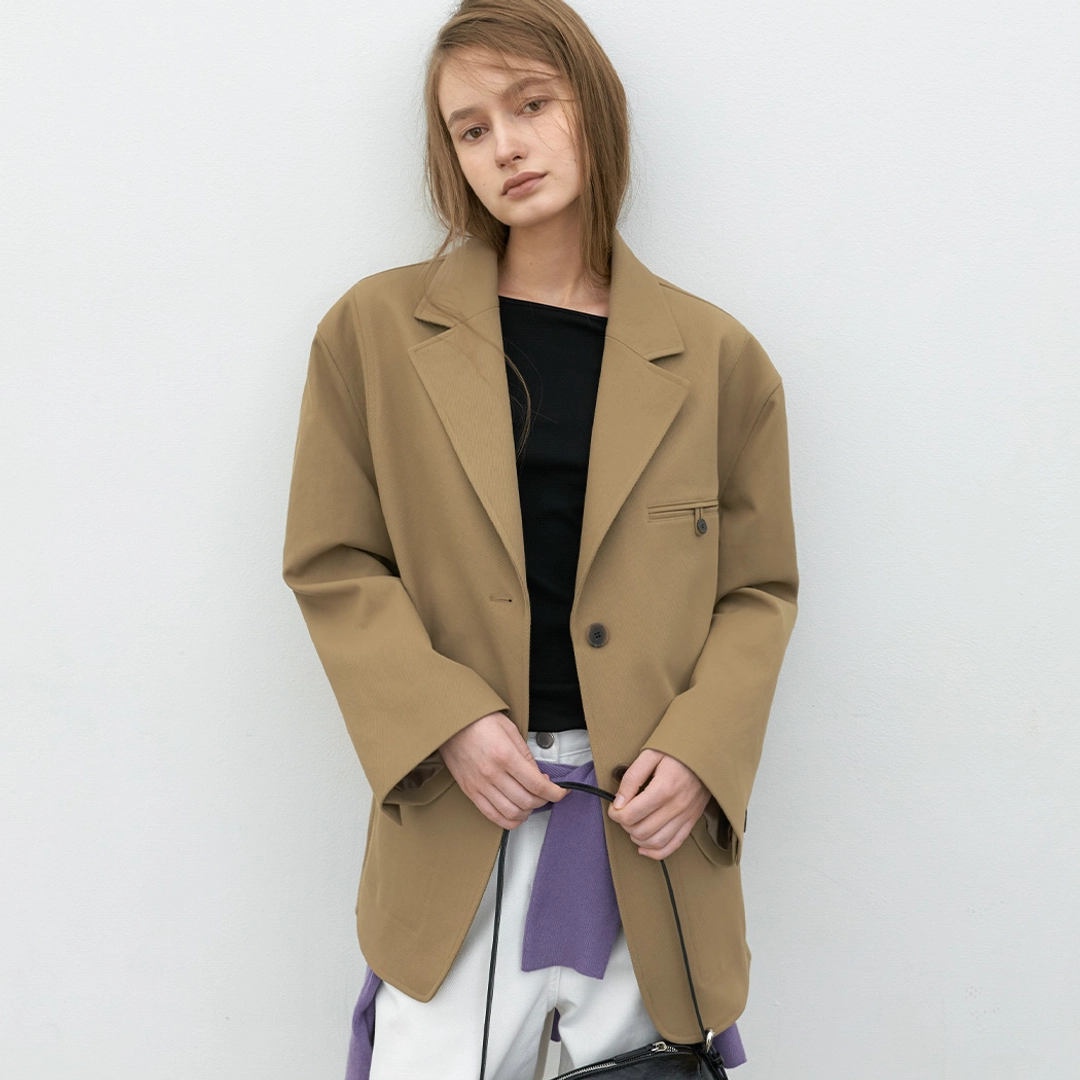 아뜰리에 나인 (JK-3074)BOYFRIEND FIT TWILL STITCH JACKET 상품 이미지 1