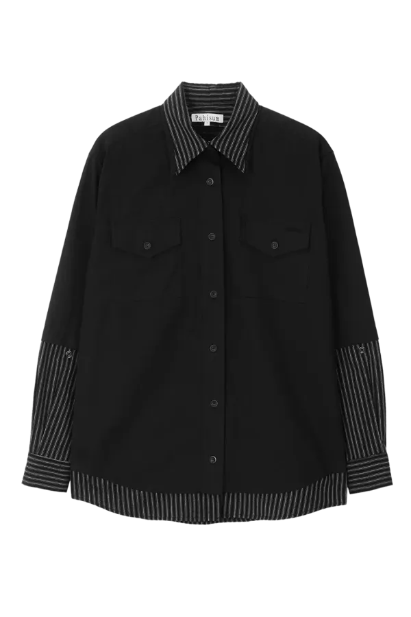 STRIPE LAYERED SHIRT_BLACK