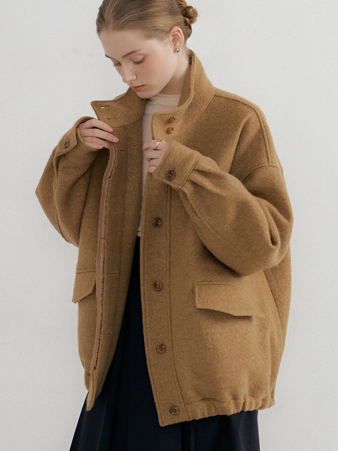 아워코모스 comos 1614 wool blouson coat (beige) 상품 이미지 2