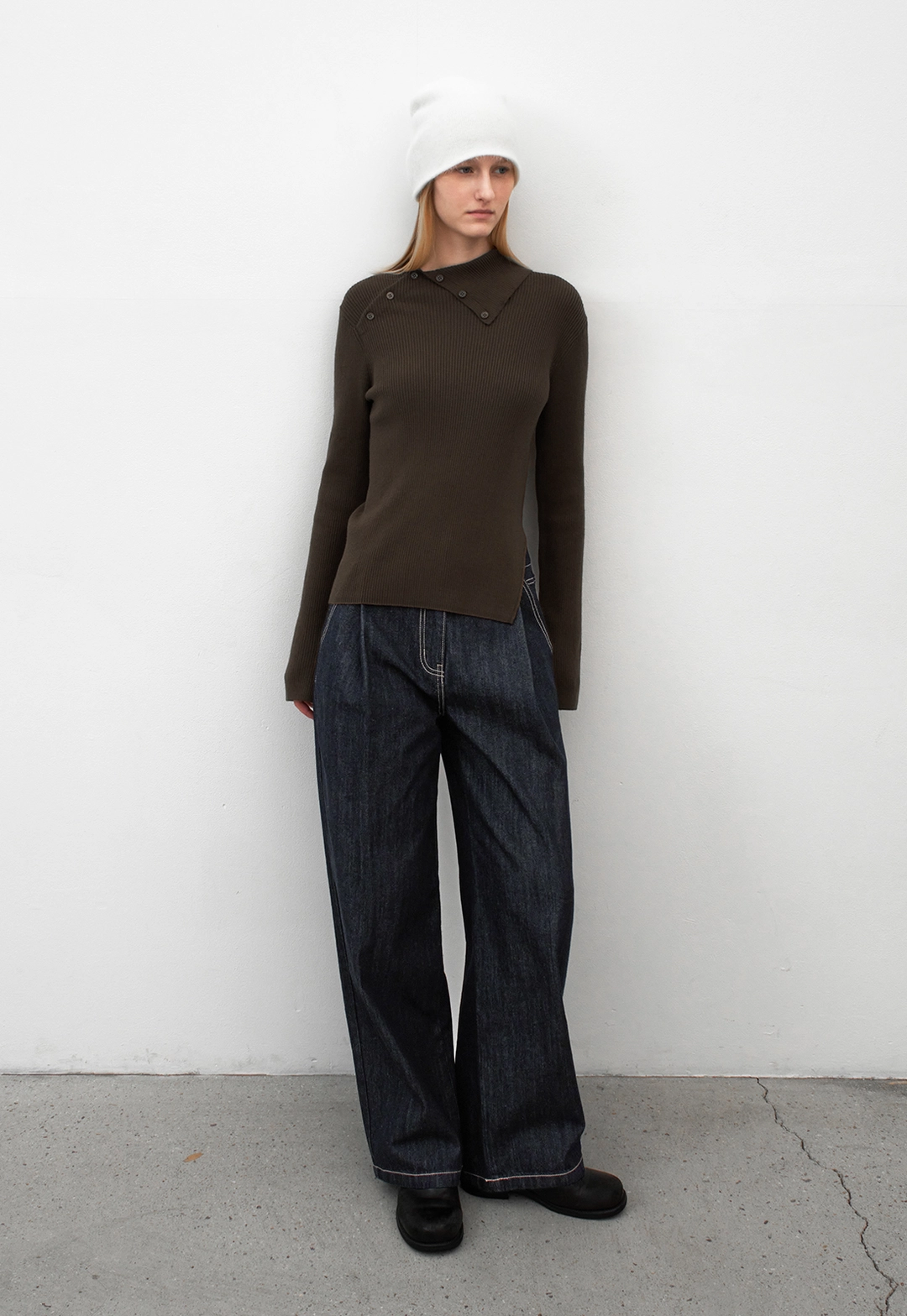 아뜰리에 나인 (Z-PT-5732)STITCH TUCK WIDE DENIM PANTS 상품 이미지 3