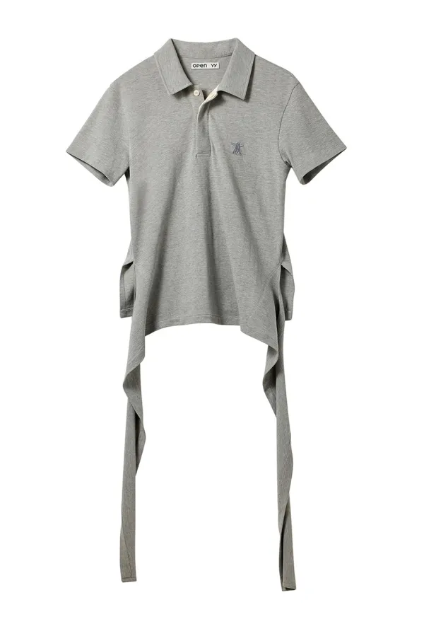 TRIM POLO T-SHIRT, GRAY