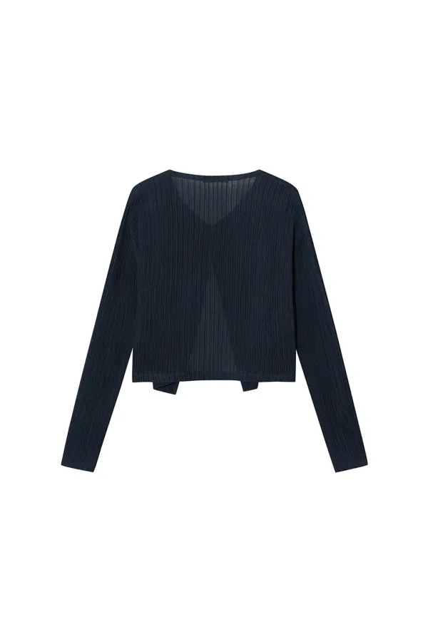 AUBE PLEATS CARDIGAN [NAVY]
