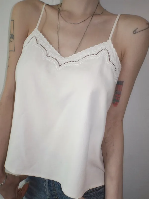 Silk 100% Punching V-Neck Sleeveless BL