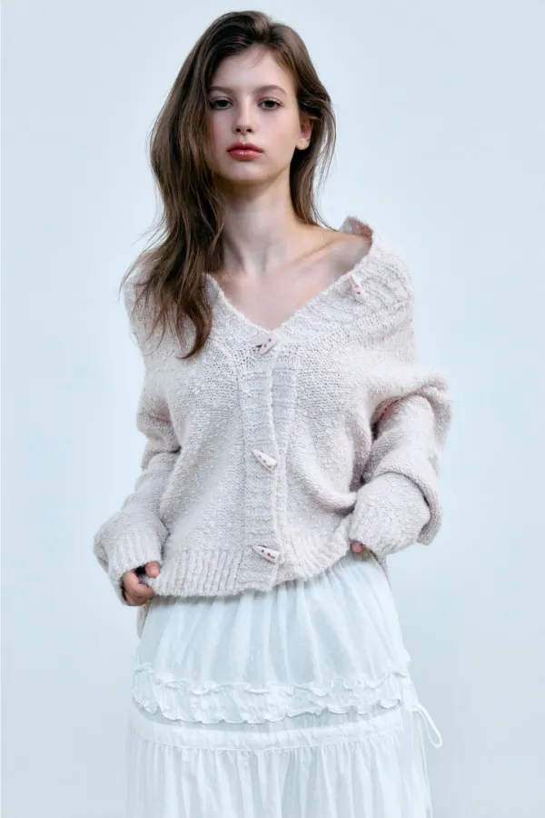 [2nd Order] ALPACA MIX TOGGLE KNIT CARDIGAN (BABY PINK)