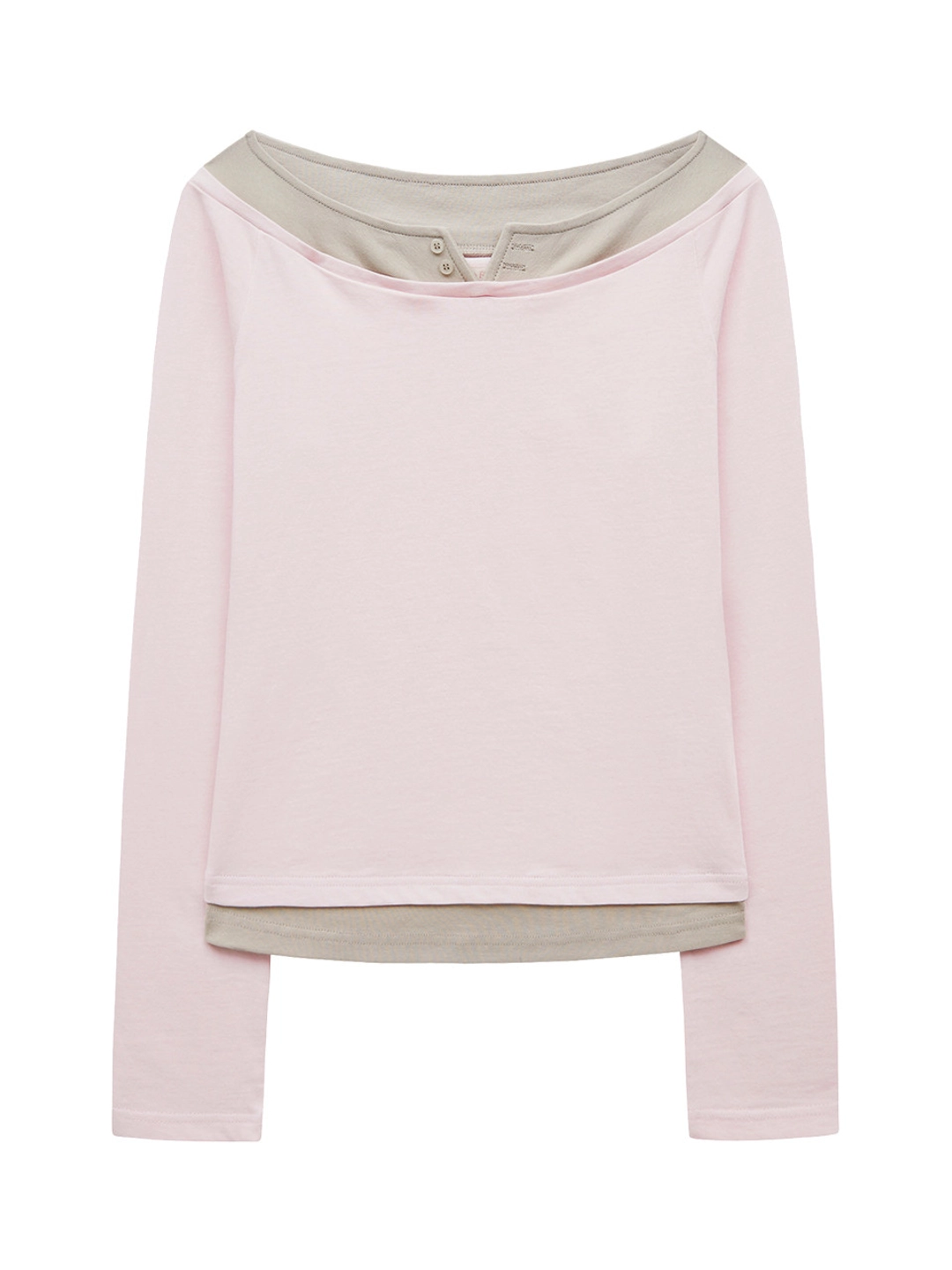 마가린핑거스 OFF-SHOULDER LAYERED T-SHIRT  (LIGHT PINK) 상품 이미지 1