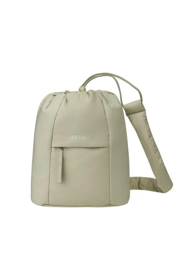 PADDED ZIP POCKET SLING BAG-BEIGE