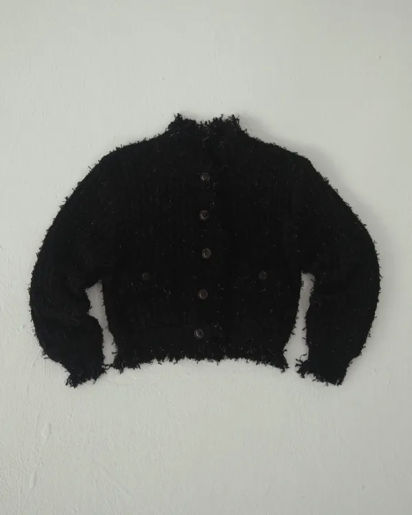 flétta Mixed Puffy Tweed Jacket_Black