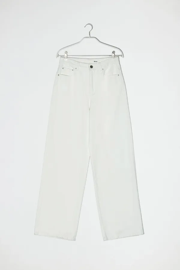 COLOR COTTON STRAIGHT PANTS - IVORY