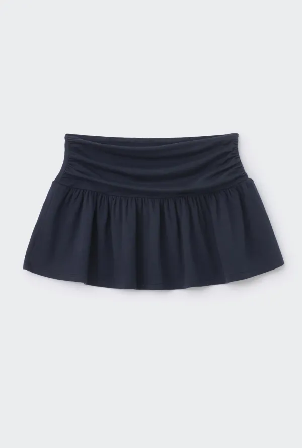 RUFFLE OVERLAY MINI SKIRT (NAVY)
