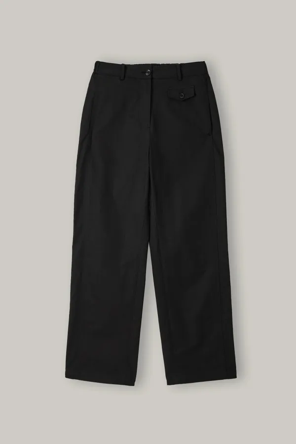 Textured Herringbone Pants(Black)