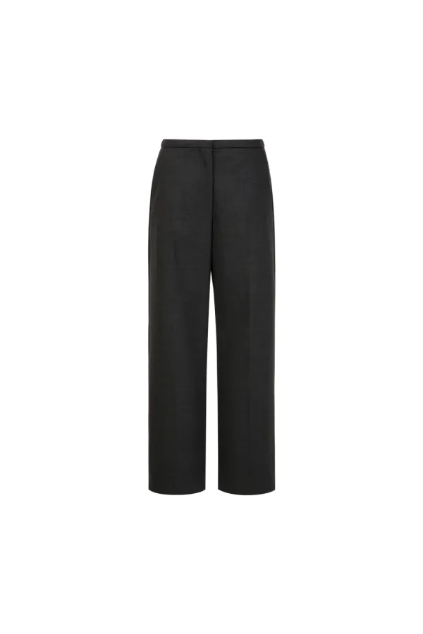 Straight Wool Trousers, Charcoal