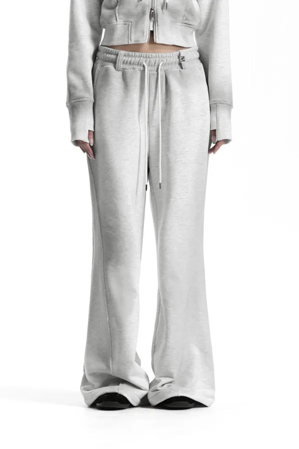 Brushed Detail Set-Up Sweat Pants [ Light Gray ]