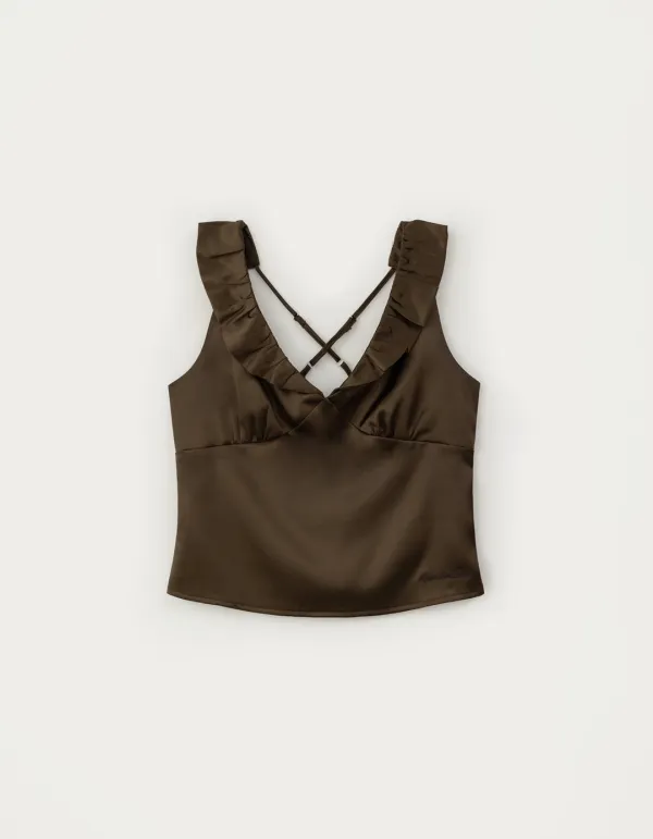 Elia Satin Blouse - Brown