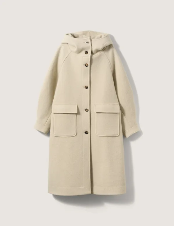 Hooded Balmacaan Coat (Ivory)