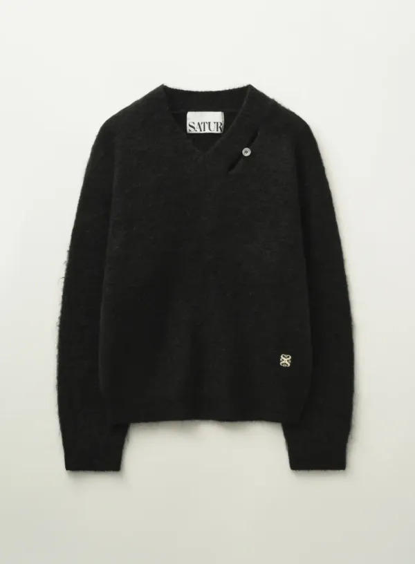Essen Two Tone Mohair Blend Knit - Black