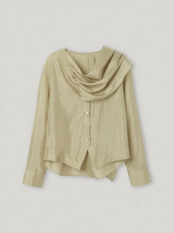 Moonlit Draped Blouse Beige