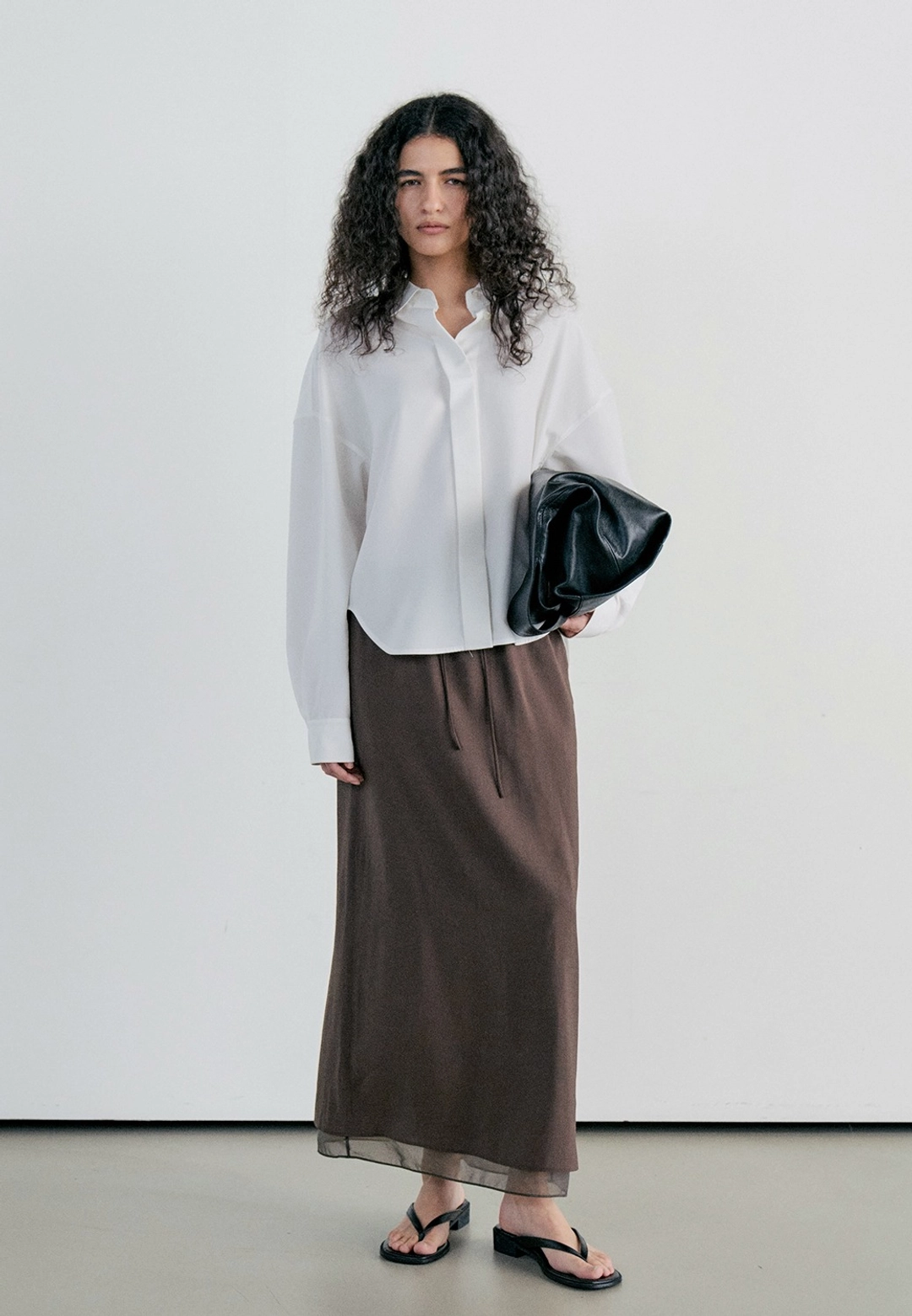 노티아 STRING LAYERED LONG SKIRT - BROWN 상품 이미지 1