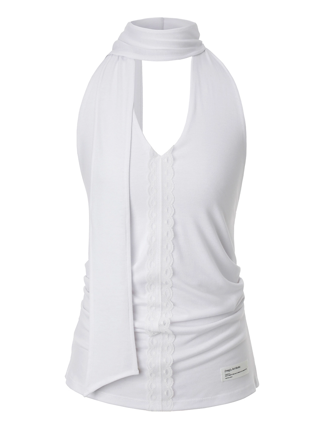 이네기 Lace Halter Tie Top (white) 상품 이미지 1