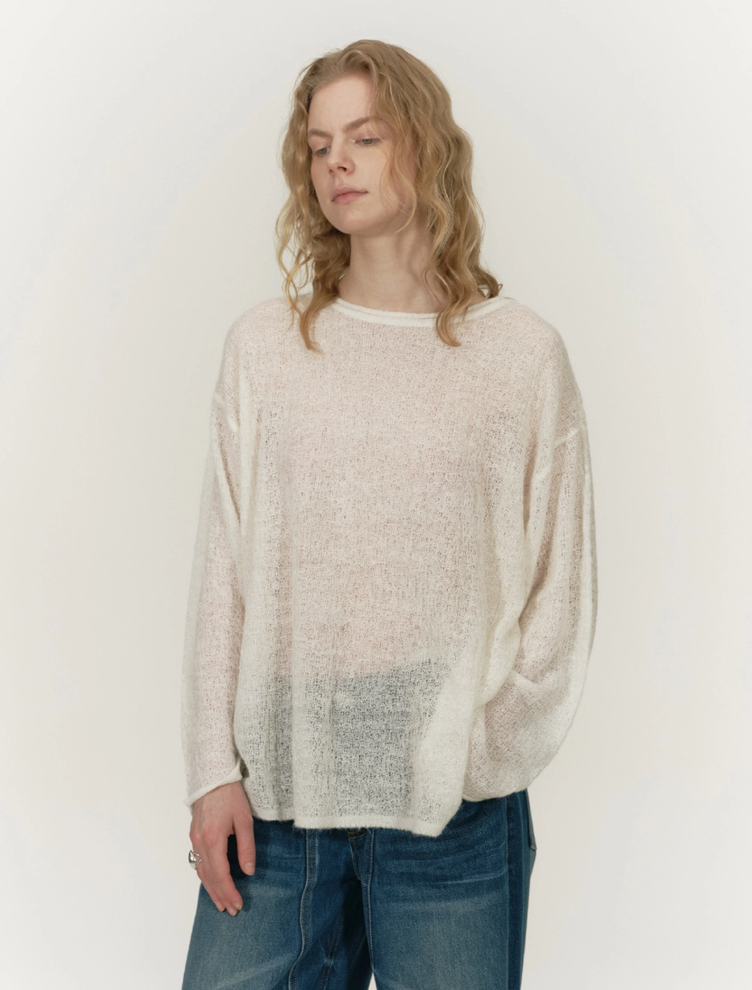 솔티페블 HAIRY LOOSE KNIT TOP [IVORY] 상품 이미지 1