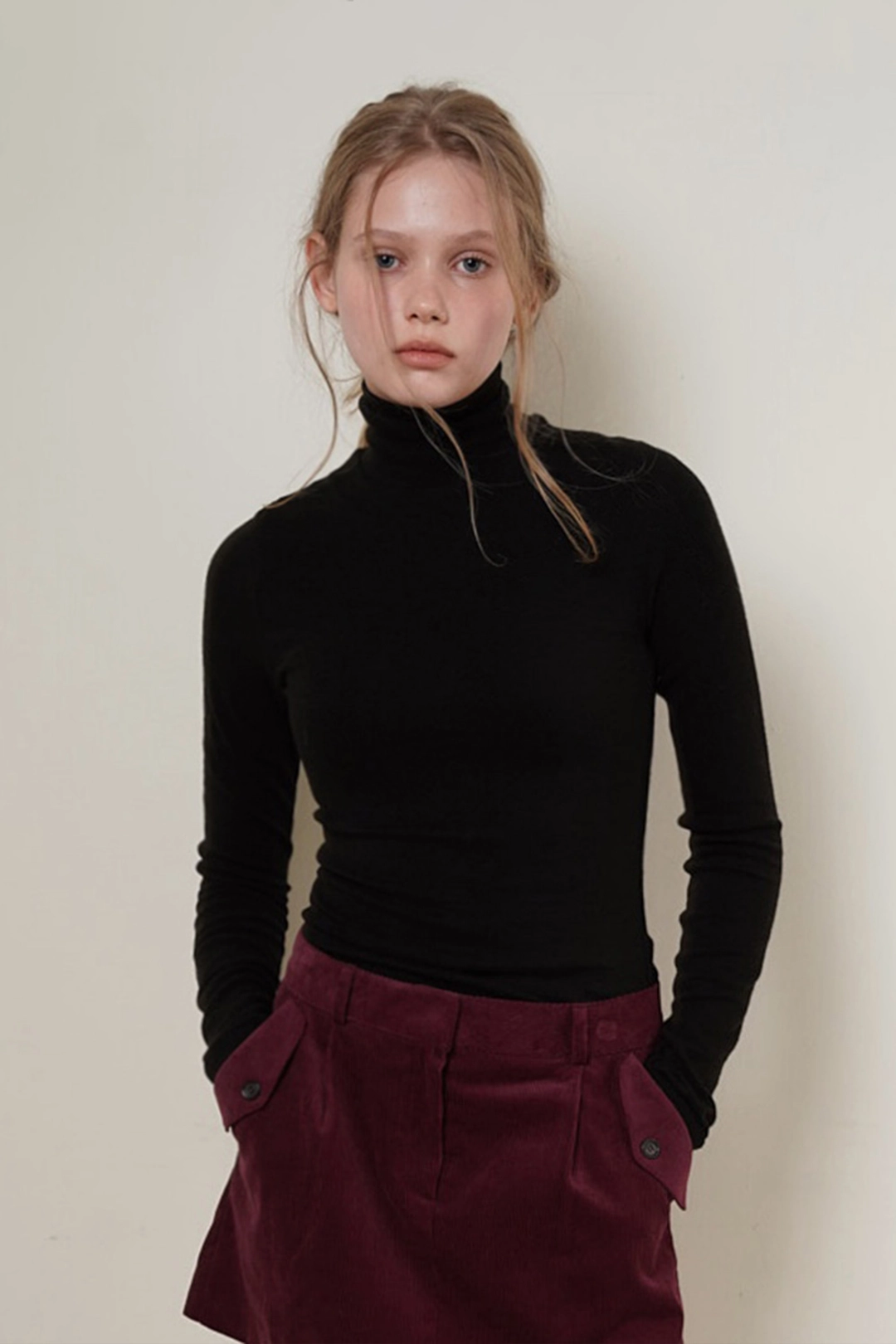 위드아웃썸머 Wool turtleneck top_black 상품 이미지 2
