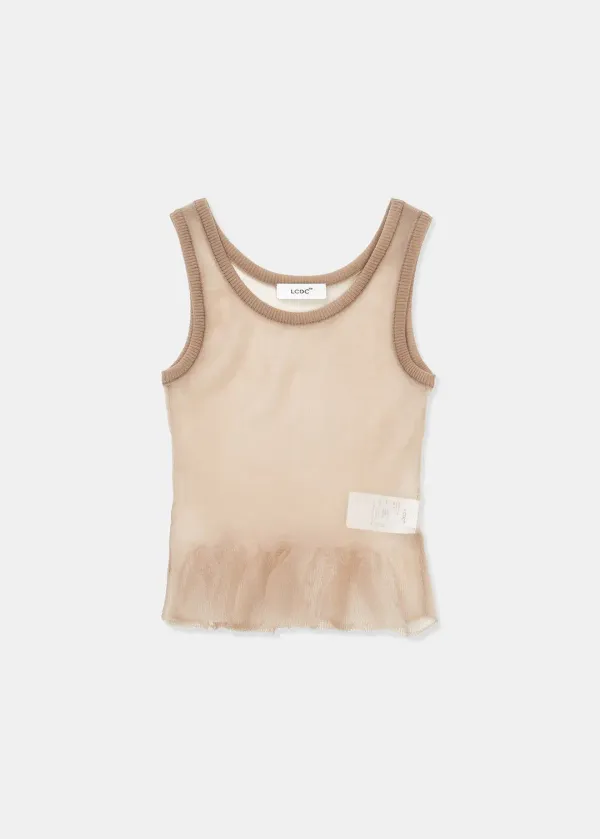 SHEER FRILL KNIT TOP (BEIGE)