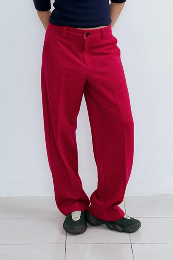 Texture Wool Slacks_Margenta