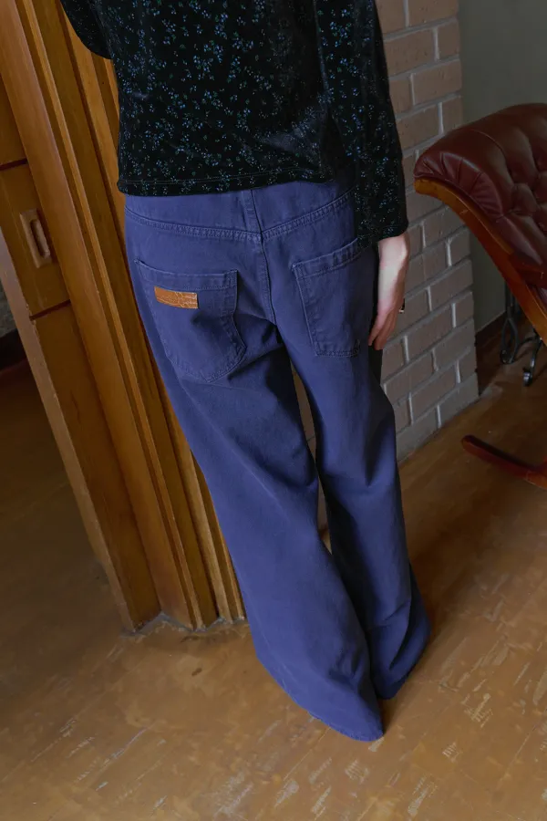[9/30 PRE-ORDER] LOW-RISE WIDE DENIM PANTS_AQUA MARINE