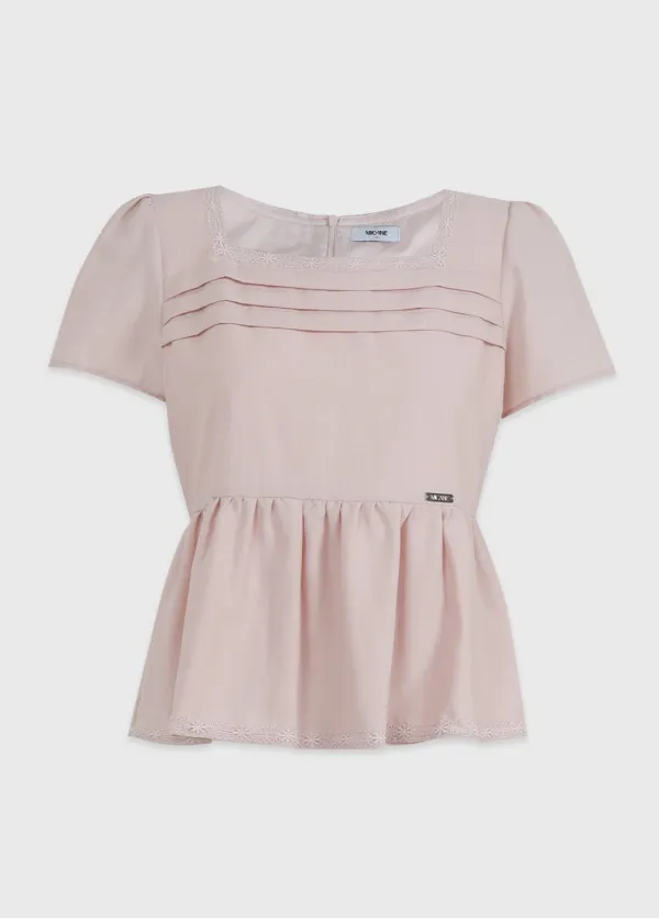  [44-120]  Valeria Pintuck Blouse  발레리아 핀턱 블라우스 (봄-여름-여름하객룩-하객룩-출근룩-데이트룩-러블리-반팔블라우스-여리블라우스-페플럼-반소매-반팔-스퀘어넥-자체제작) 