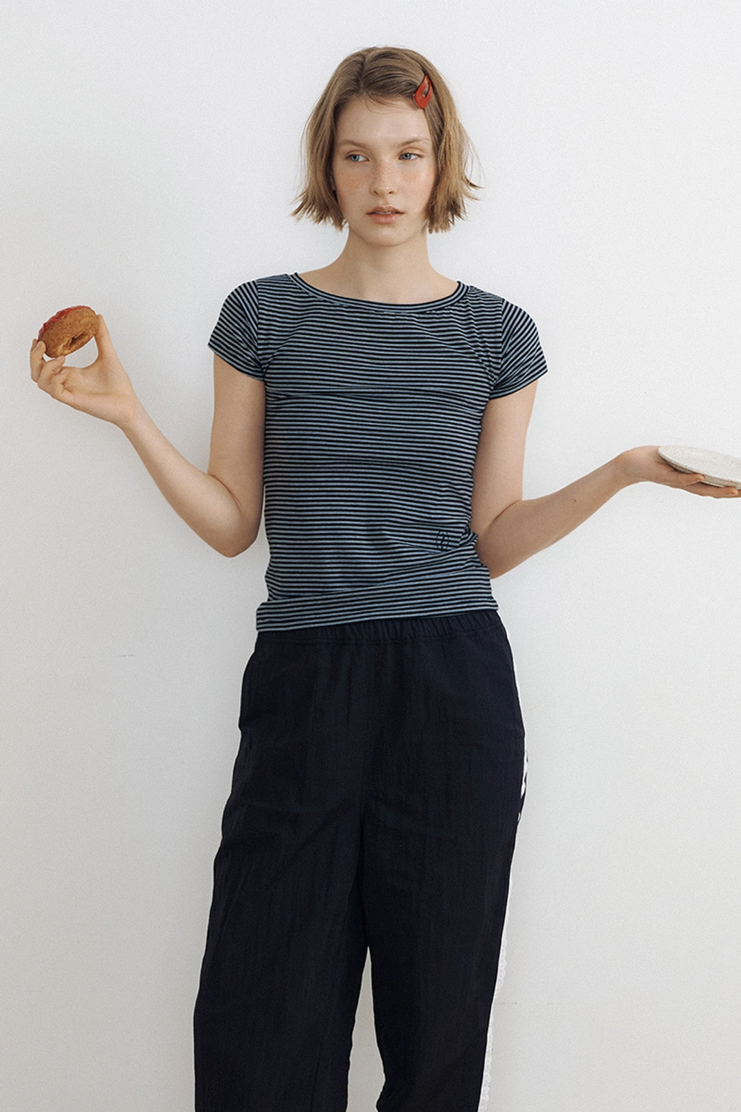루시르주 Stripe Baby Tee (black) 상품 이미지 1