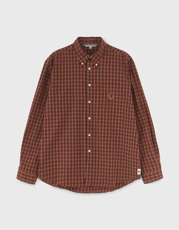 CREST WASHED CHECK SHIRT / Red