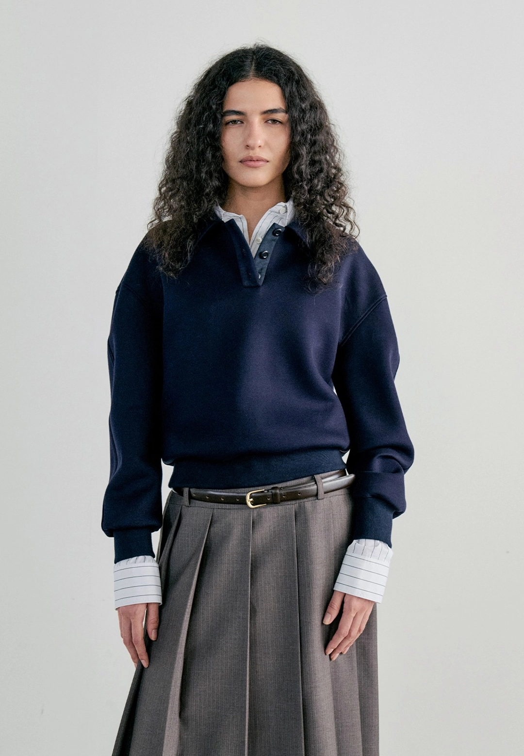 노티아 PK COLLAR SWEATSHIRT - NAVY 상품 이미지 1