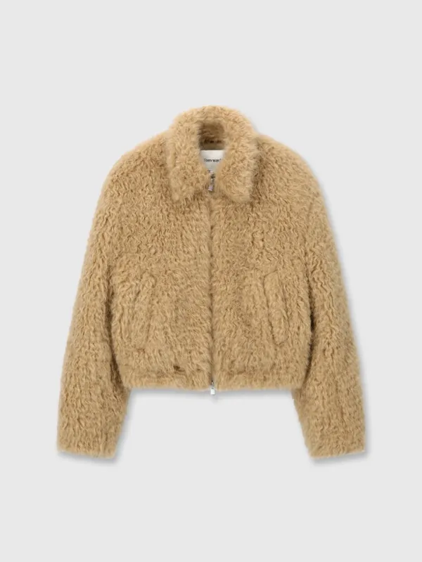 (W) CROPPED FUR BLOUSON_ ROYALE BEIGE