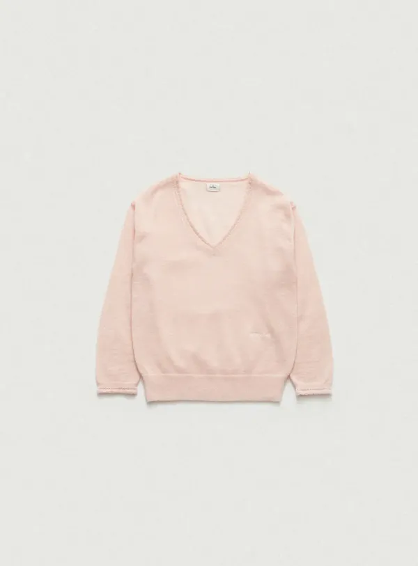 [Last Offer] Baby\'s Breath V-neck Scallop Knit_Pink