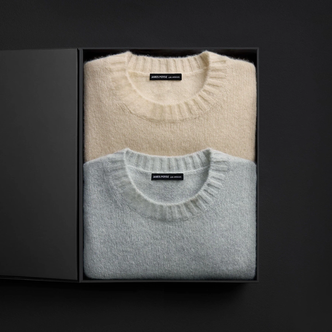 제임스펄스 Women's Lightweight Textured Cashmere Crew Gift Set - Gypsophila/Ivory 상품 이미지 1