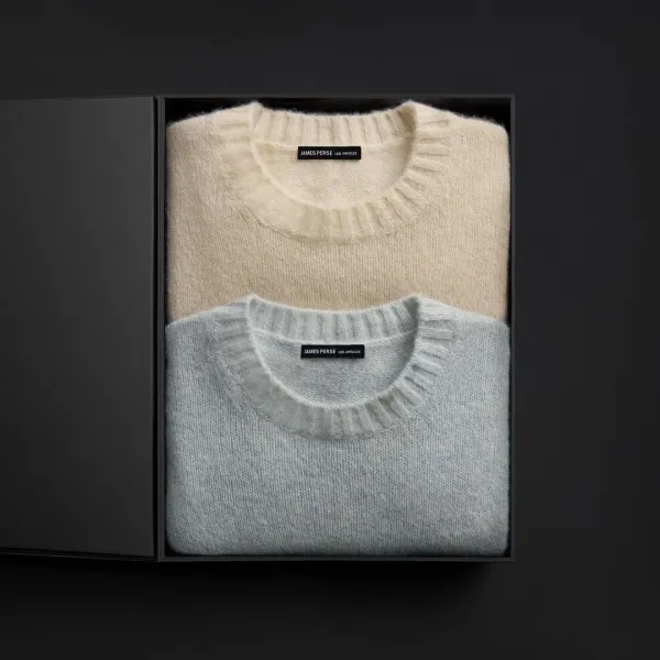 Women's Lightweight Textured Cashmere Crew Gift Set - Gypsophila/Ivory