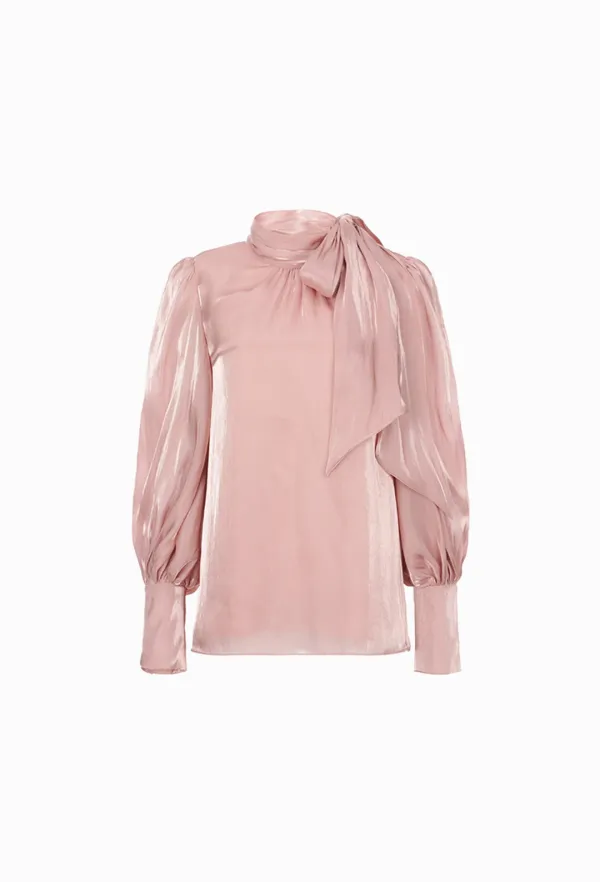 Daisy Satin Puff Blouse (Rose Pink)