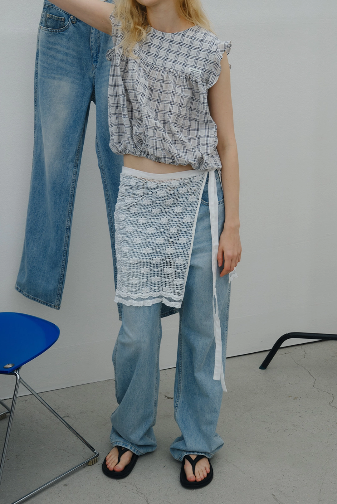 브렌다 브렌든 layered wrap mini skirt - off white 상품 이미지 1