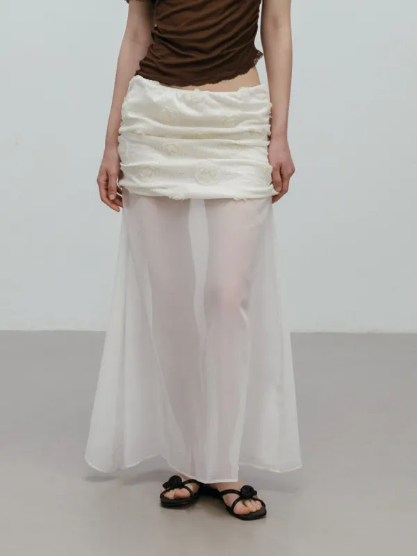 LAYERED SEE-THROUGH SKIRT / IVORY