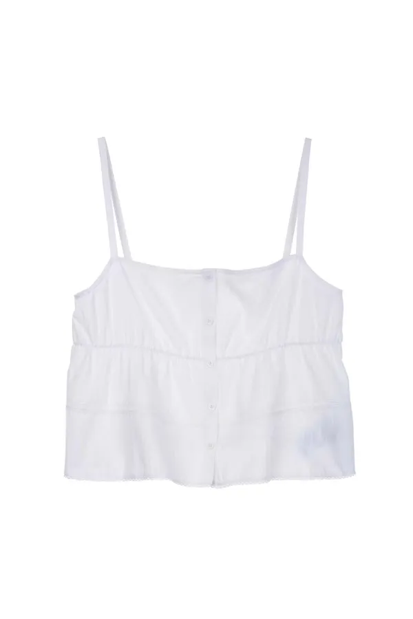 Lace-trim Sleeveless Top, Off White