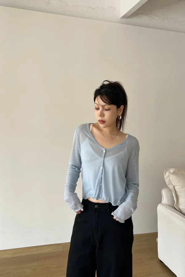 Hush Sheer Cardigan (Blue)