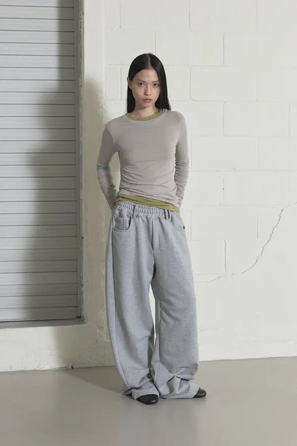 BELT LOOP SWEAT PANTS - GREY