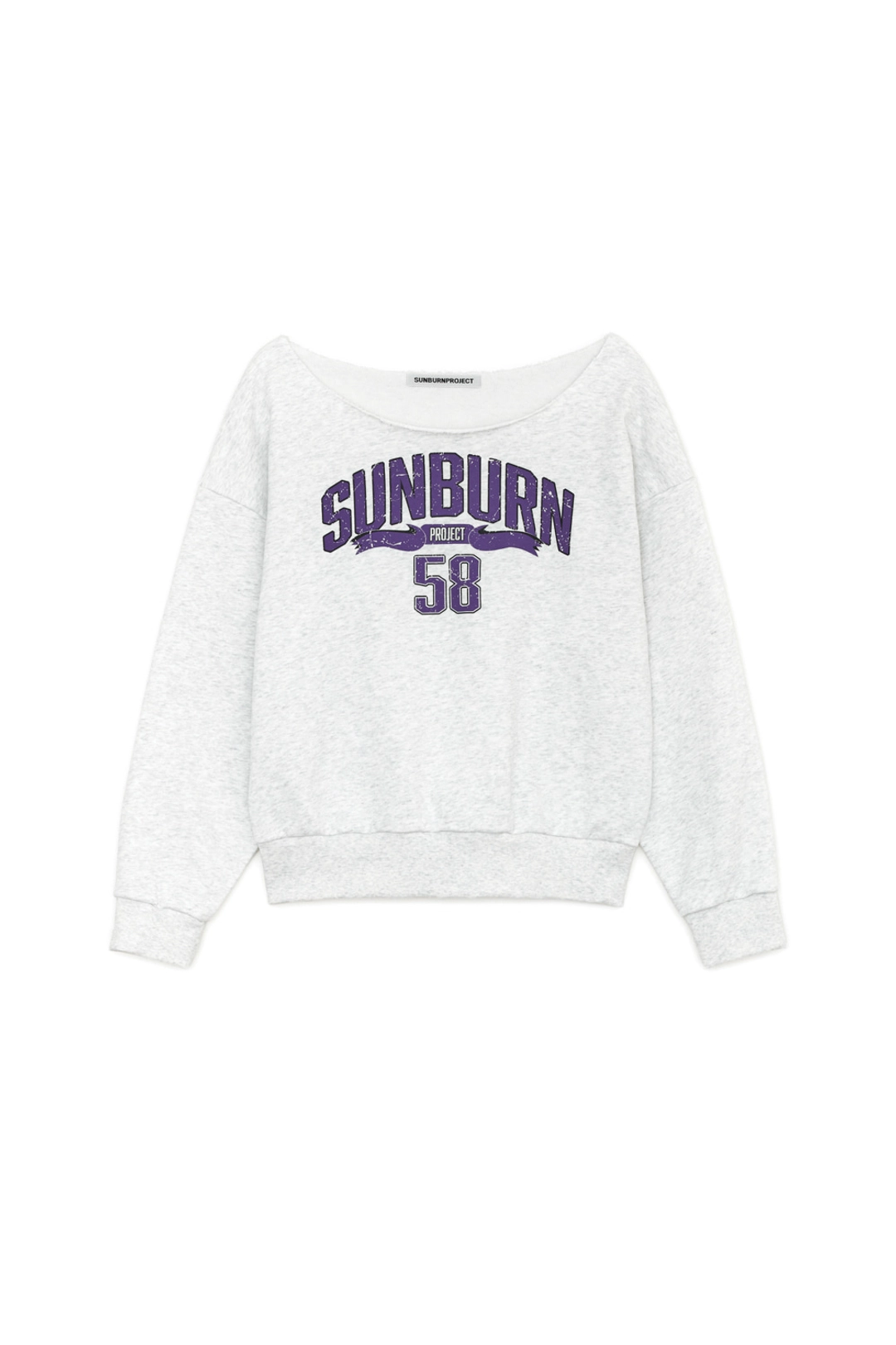 썬번프로젝트 OFF-SHOULDER SUNBURN SWEATSHIRT, MELANGE GRAY 상품 이미지 1