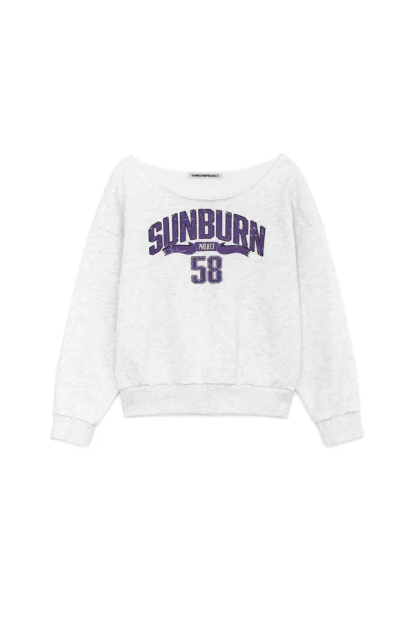 OFF-SHOULDER SUNBURN SWEATSHIRT, MELANGE GRAY