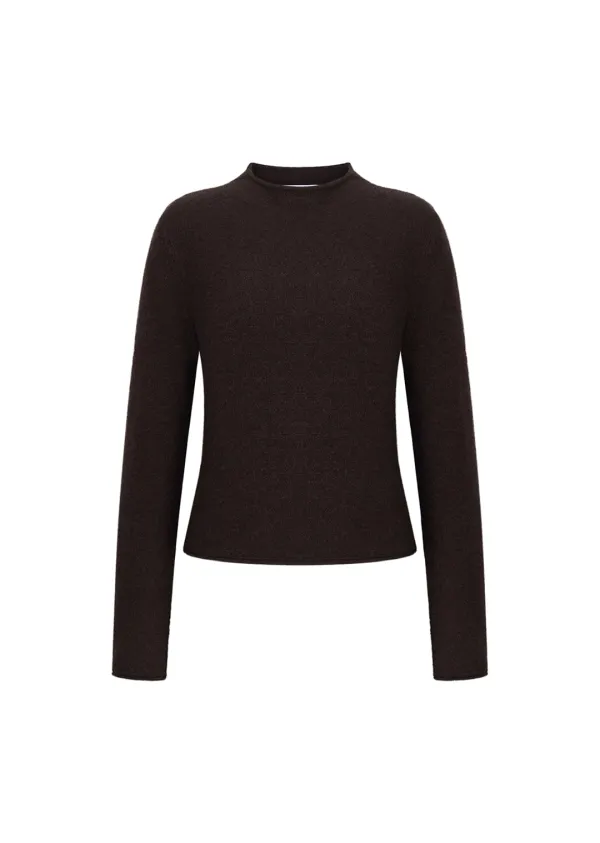 Cashmere Half Neck Knit Top, Brown