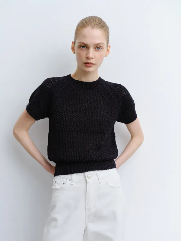 TVR COTTON NETTING KNIT TOP_D-NAVY