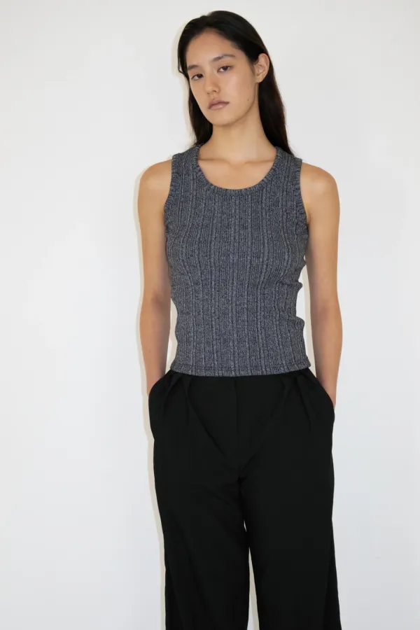 Ribbed Sleeveless Top (Melange Black)